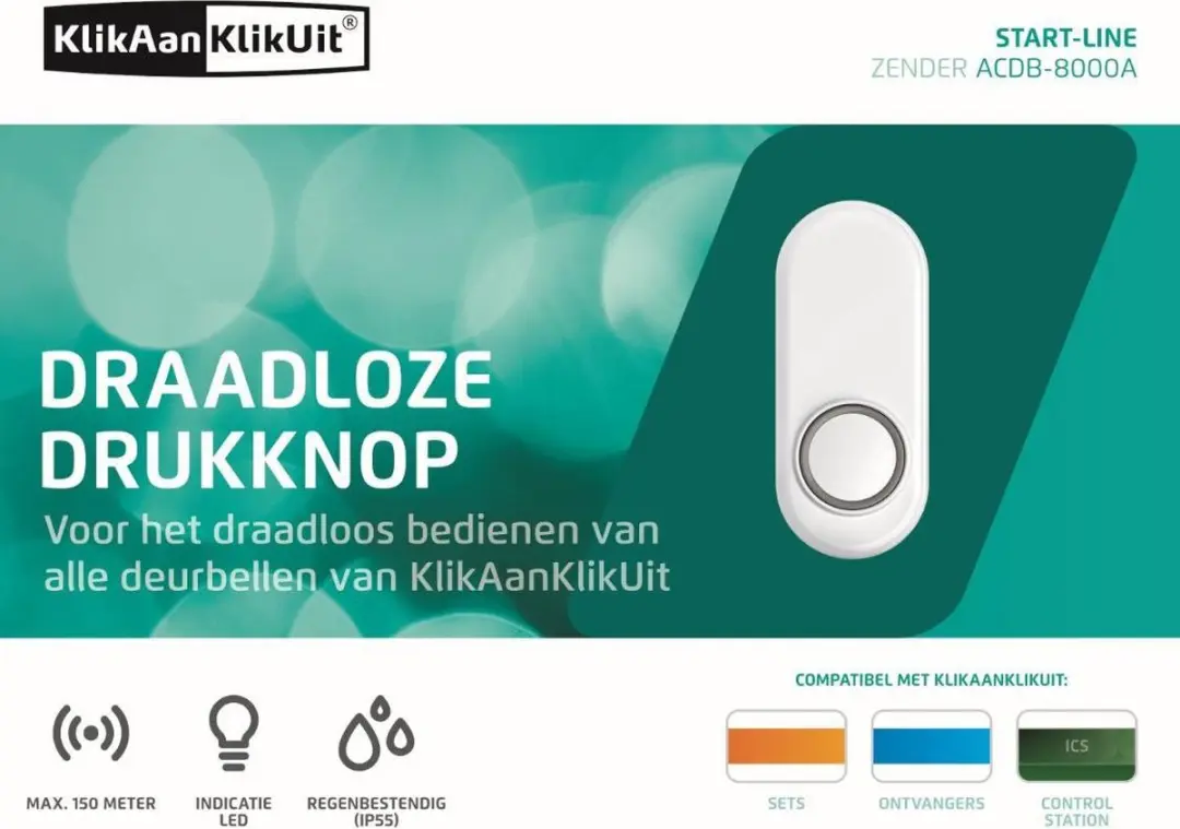 KlikAanKlikUit ACDB-8000A Draadloze Deurbel - Wit