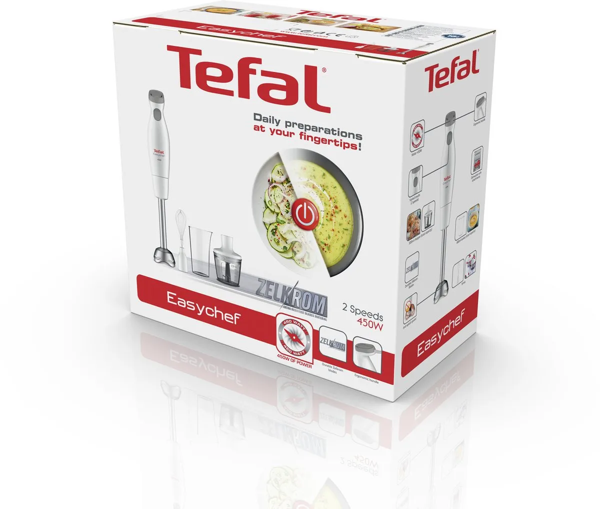 Tefal Easychef HB4531 Staafmixer - 450W - Wit/Grijs