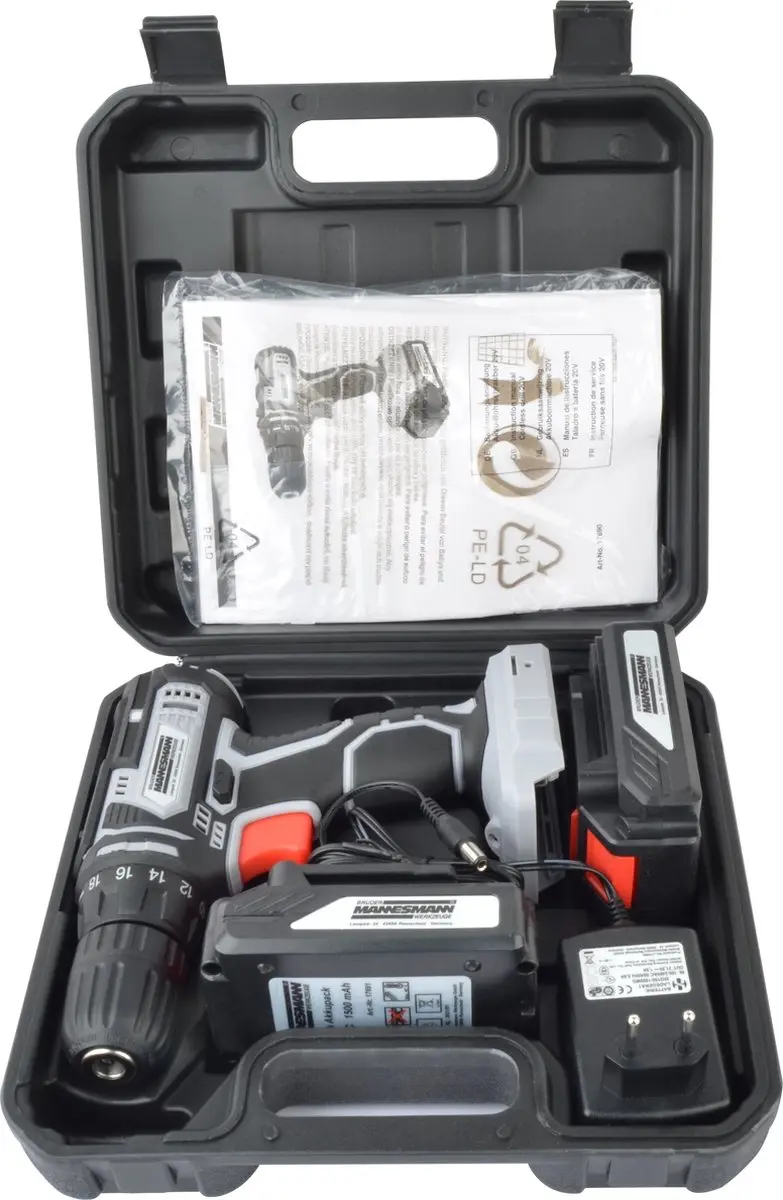 Brüder Mannesmann 17690 Accuboorschroefmachine 2x20V - 2x 1500mAh - 18 standen