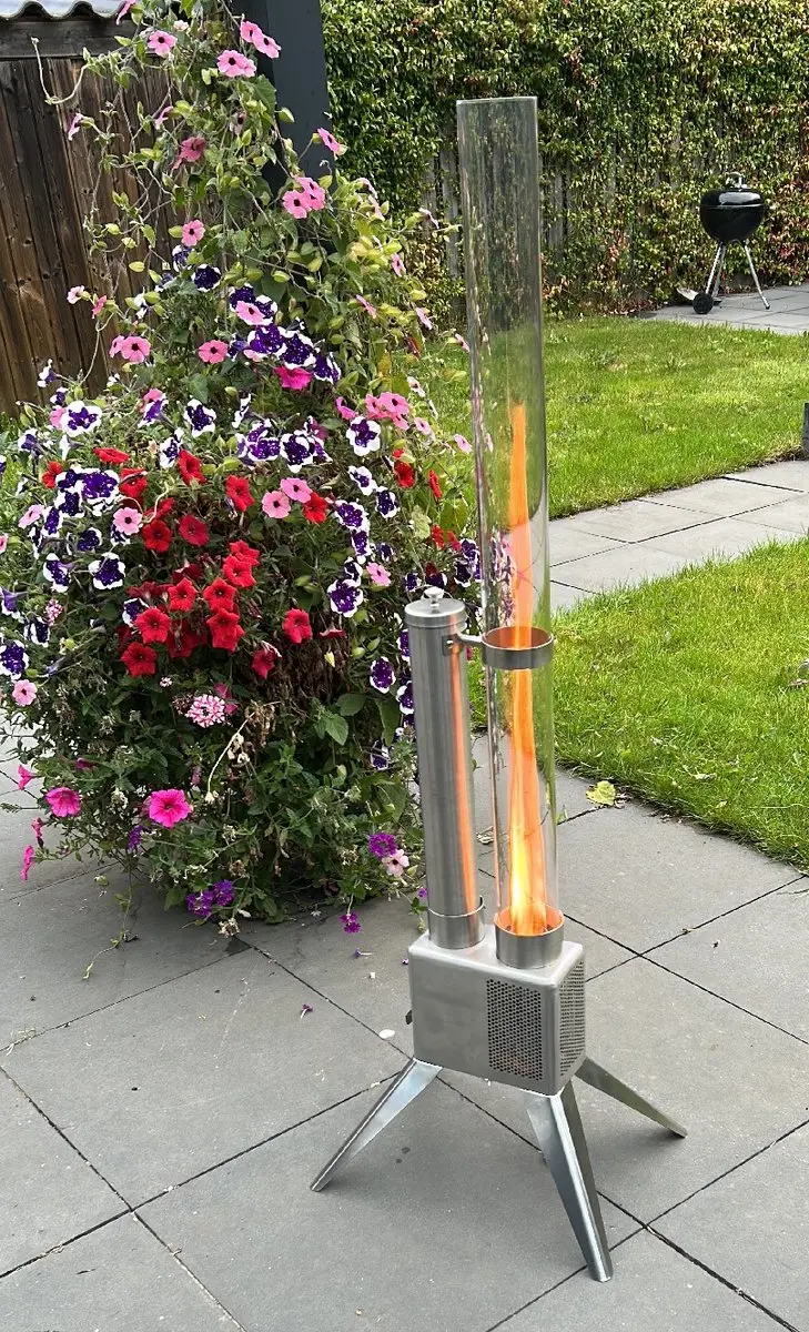 Esschert Design Houtpellet Terrasheater 135cm - RVS Zilver
