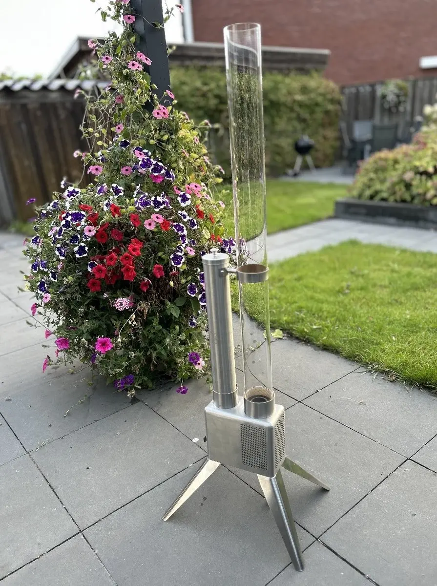Esschert Design Houtpellet Terrasheater 135cm - RVS Zilver