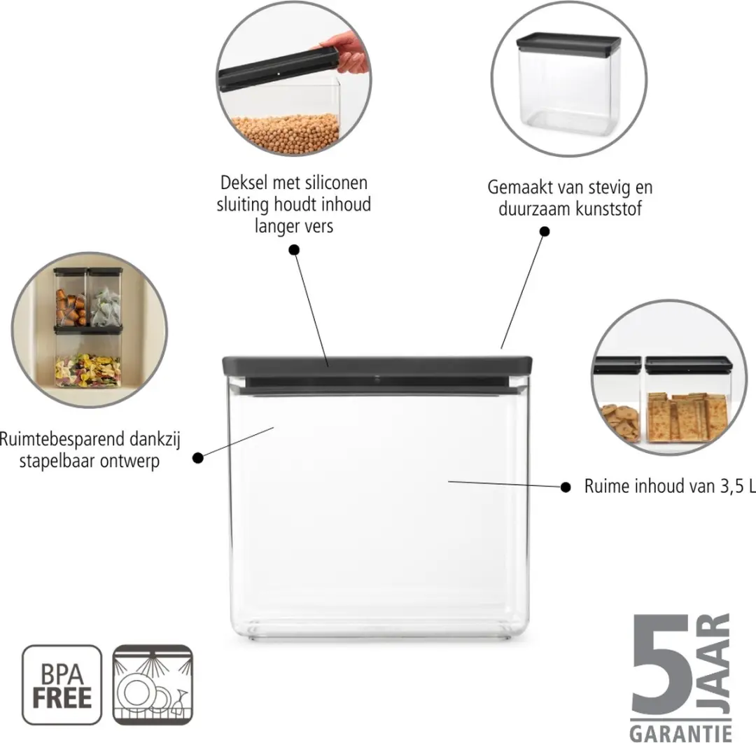 Brabantia Tasty+ Voorraadbus 3,5L - Dark Grey