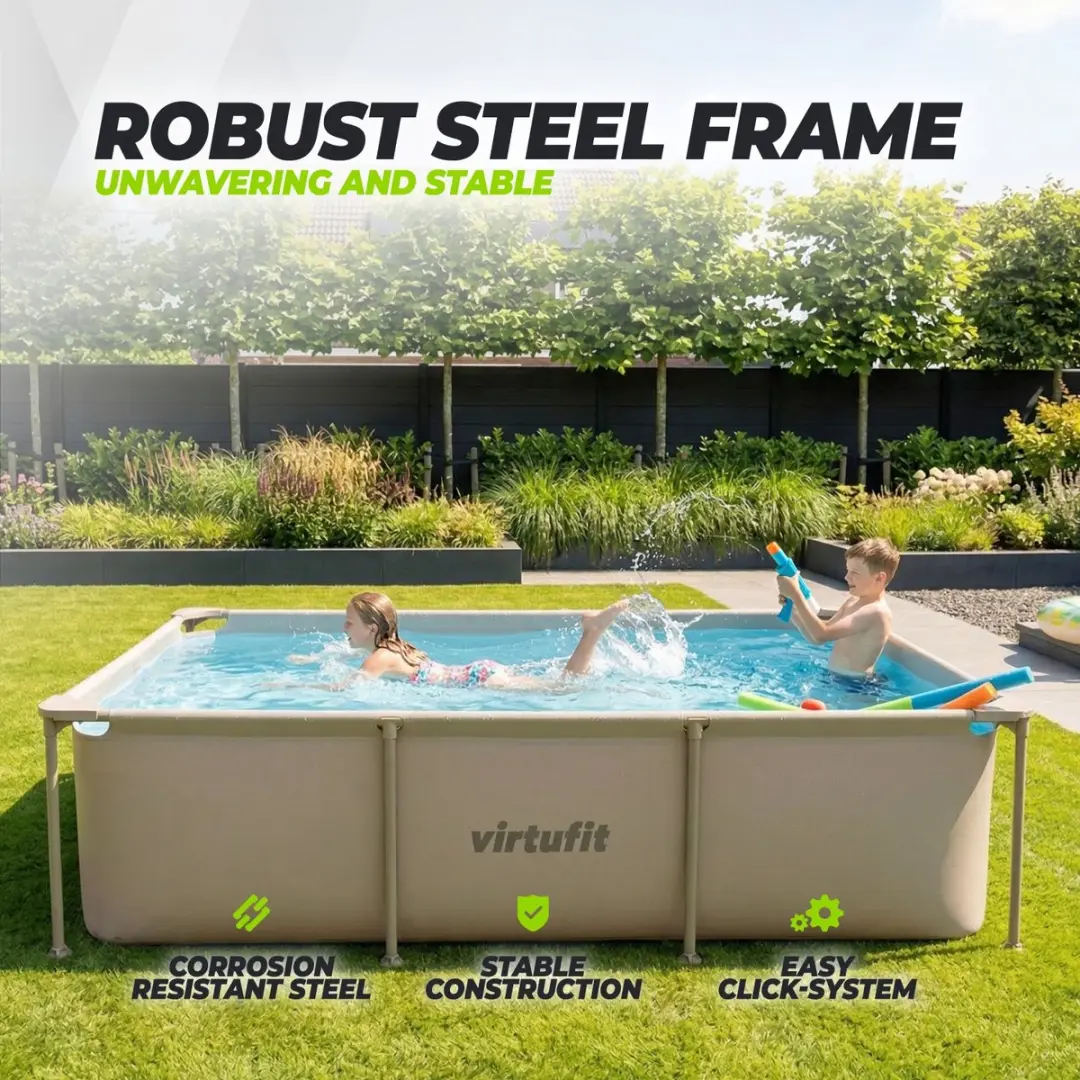 VirtuFit Rechthoekig Zwembad VF13091 - 2620L - 260x180x66cm - Beige