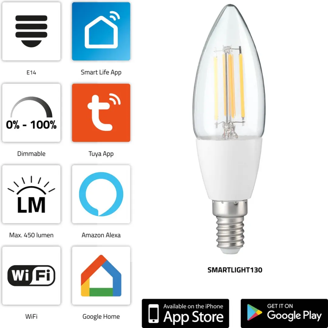 Alecto SMARTLIGHT140 Wifi LED Lamp - Warm Wit 4.5W