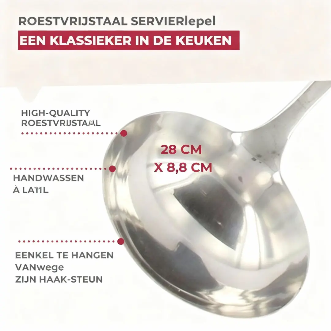 Fackelmann Oxford RVS Soeplepel 28cm - Roestvrij staal
