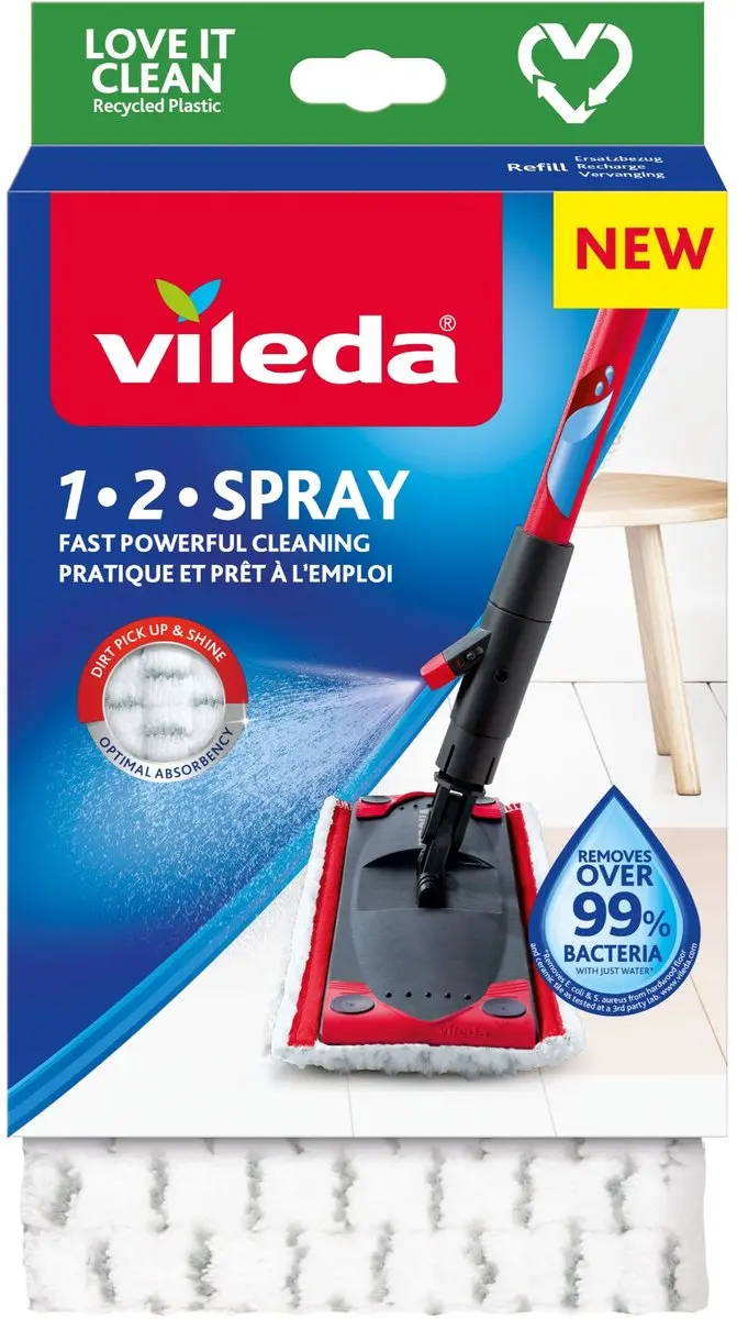 Vileda 1.2.Spray Microvezelpad 168648 - Wit/Grijs