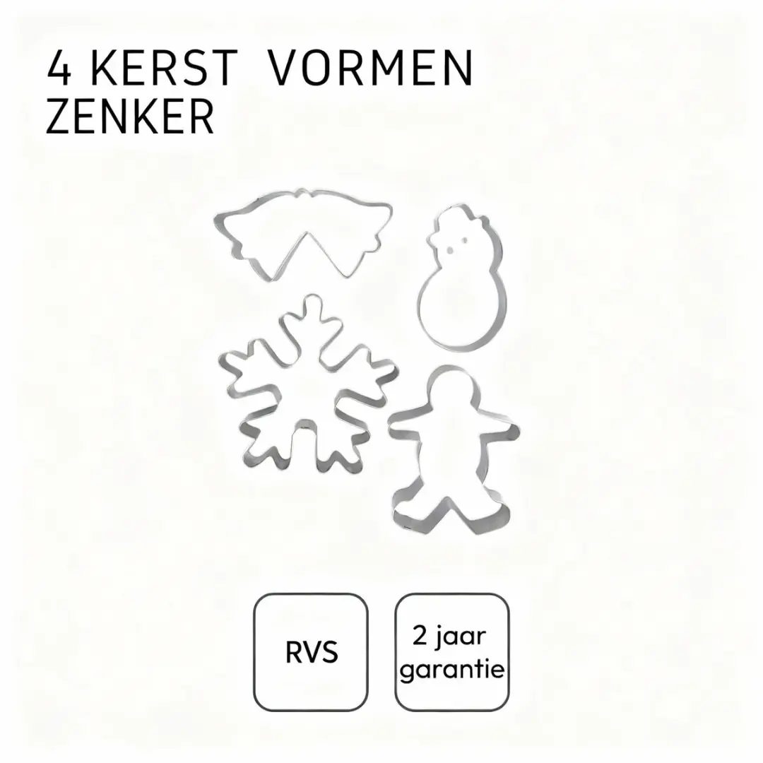 Zenker Kerstuitstekers Set - 4 Stuks - Roestvrij Staal