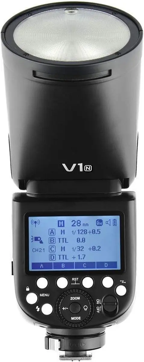 Godox V1 D167611 Round Flash - Nikon - 5600K - Zwart