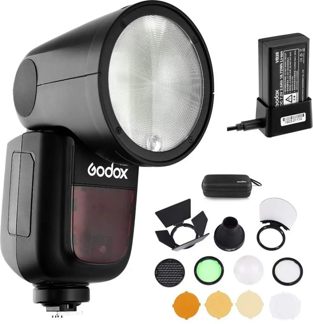 Godox V1 D167611 Round Flash - Nikon - 5600K - Zwart