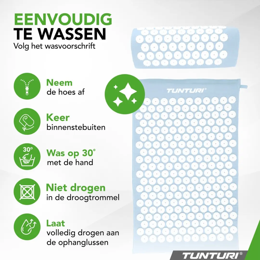 Tunturi Spijkermat met Kussen - Acupressuur 68x42cm - Lichtblauw