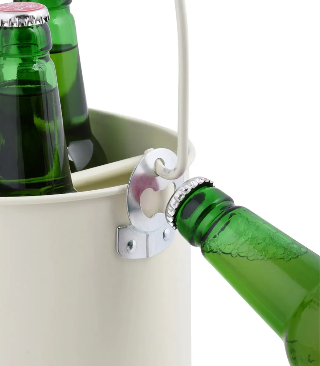 Esschert Design Flessenkrat met opener - 6 Flesjes - Crème Wit - afbeelding 6 van 6