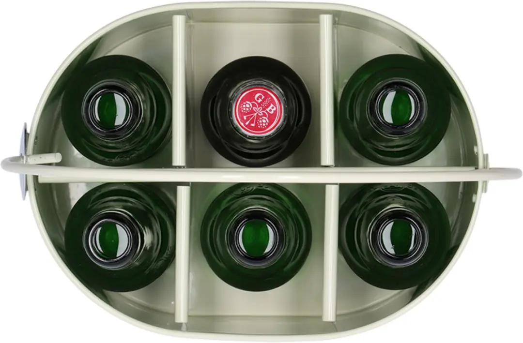 Esschert Design Flessenkrat met opener - 6 Flesjes - Crème Wit