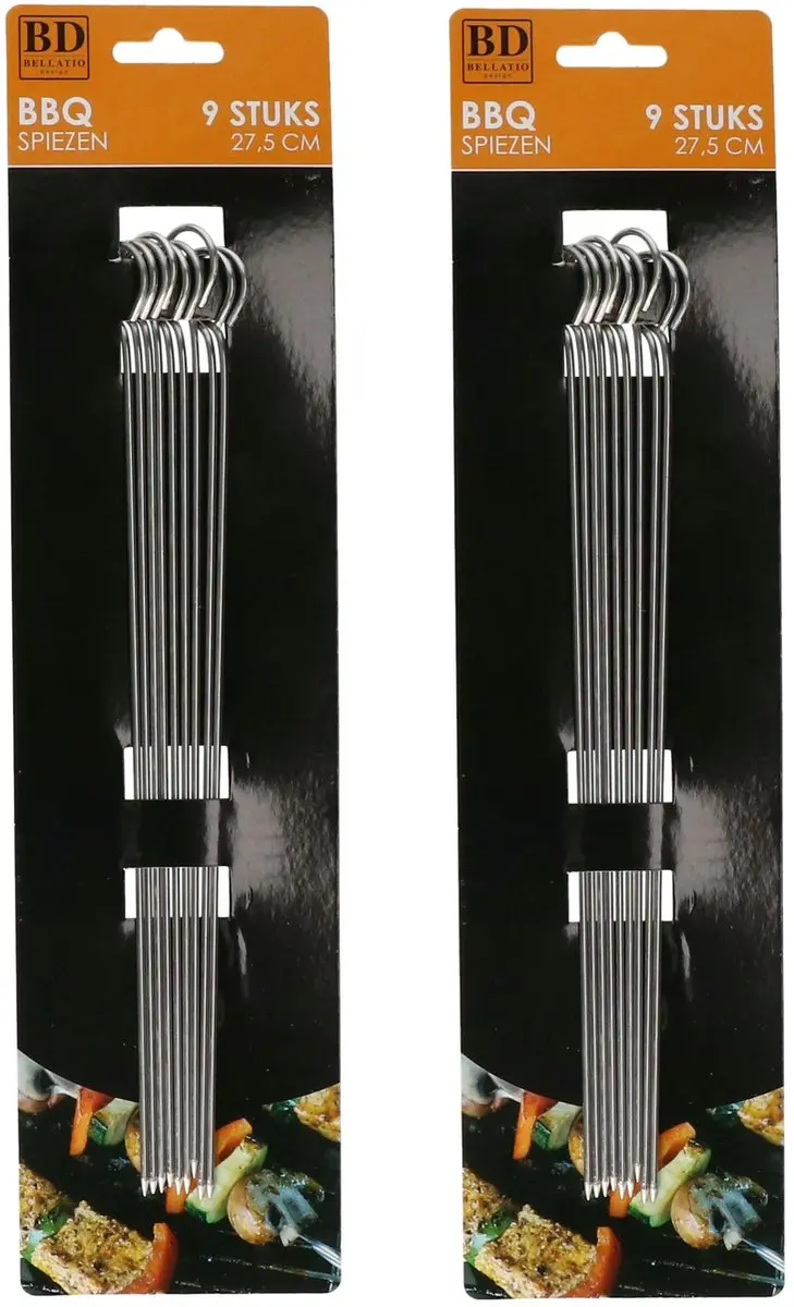 Bellatio Design BBQ Spiezen 18 Stuks - 27,5 cm - Zilver