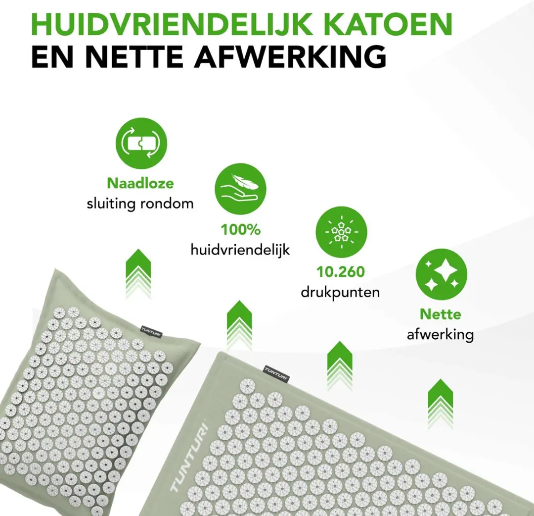 Tunturi Eco Spijkermat met Kussen - 68x42cm - Mint