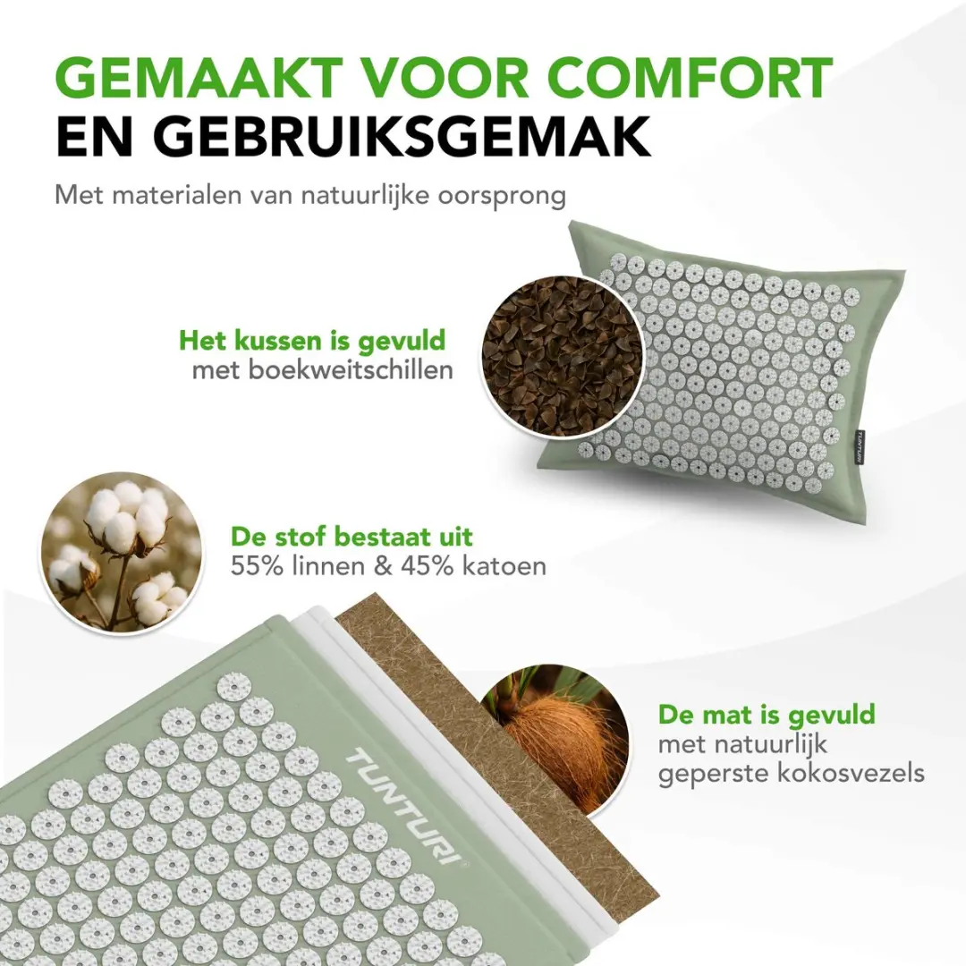 Tunturi Eco Spijkermat met Kussen - 68x42cm - Mint