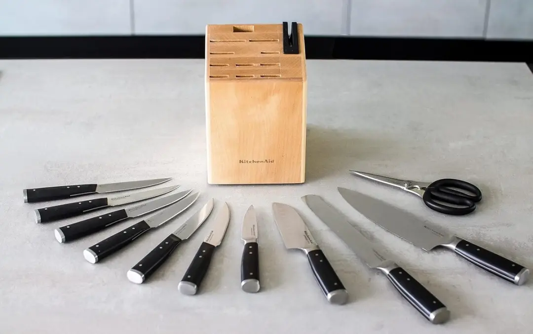 KitchenAid Messenset 11-delig RVS - Berkenhouten Blok