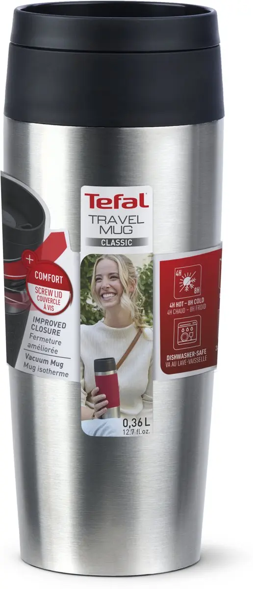 Tefal Travel Mug Classic N2020110 Thermosfles 360ml - Roestvrijstaal