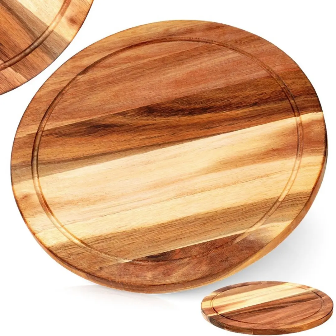 Excellent Houseware Houten Snijplank 30cm Rond - Met Sapgeul