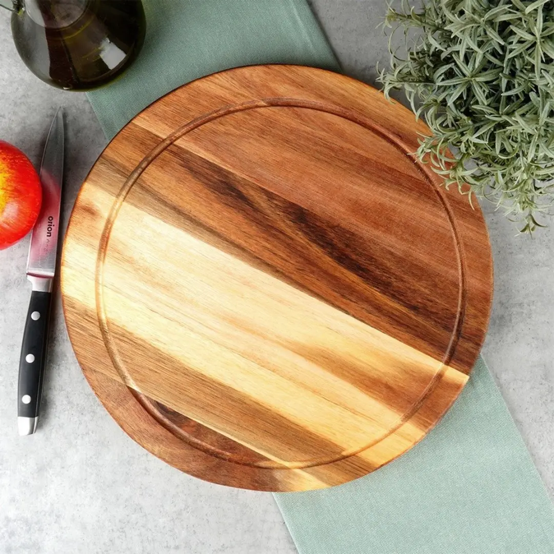 Excellent Houseware Houten Snijplank 30cm Rond - Met Sapgeul