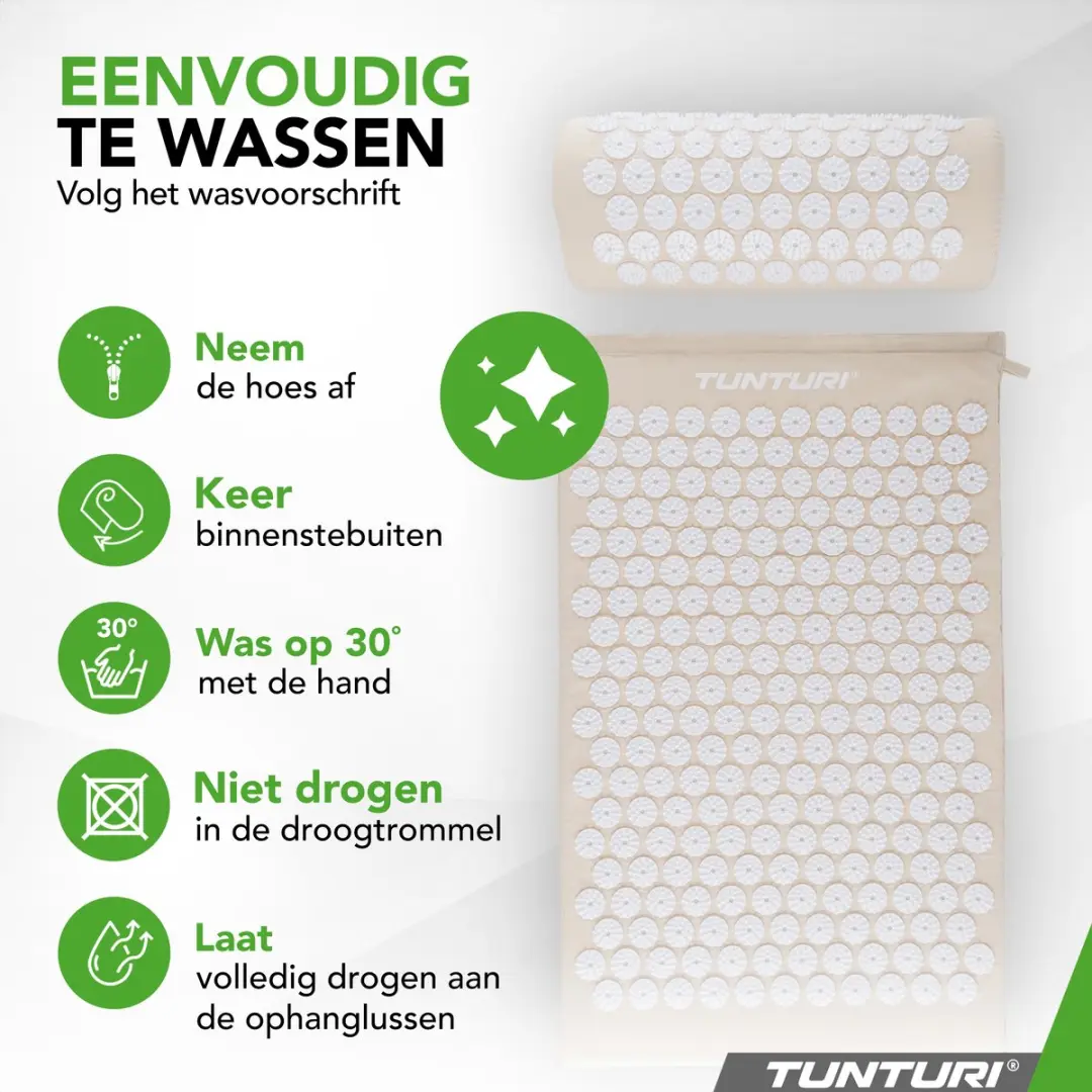 Tunturi Spijkermat met Kussen Acupressuur - 68x42cm - Beige - afbeelding 6 van 6