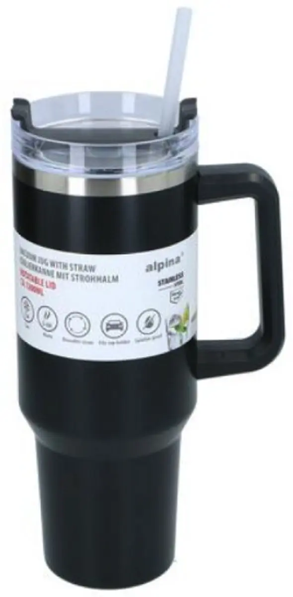 Alpina Vacuum Drinkfles 1200ml - Zwart