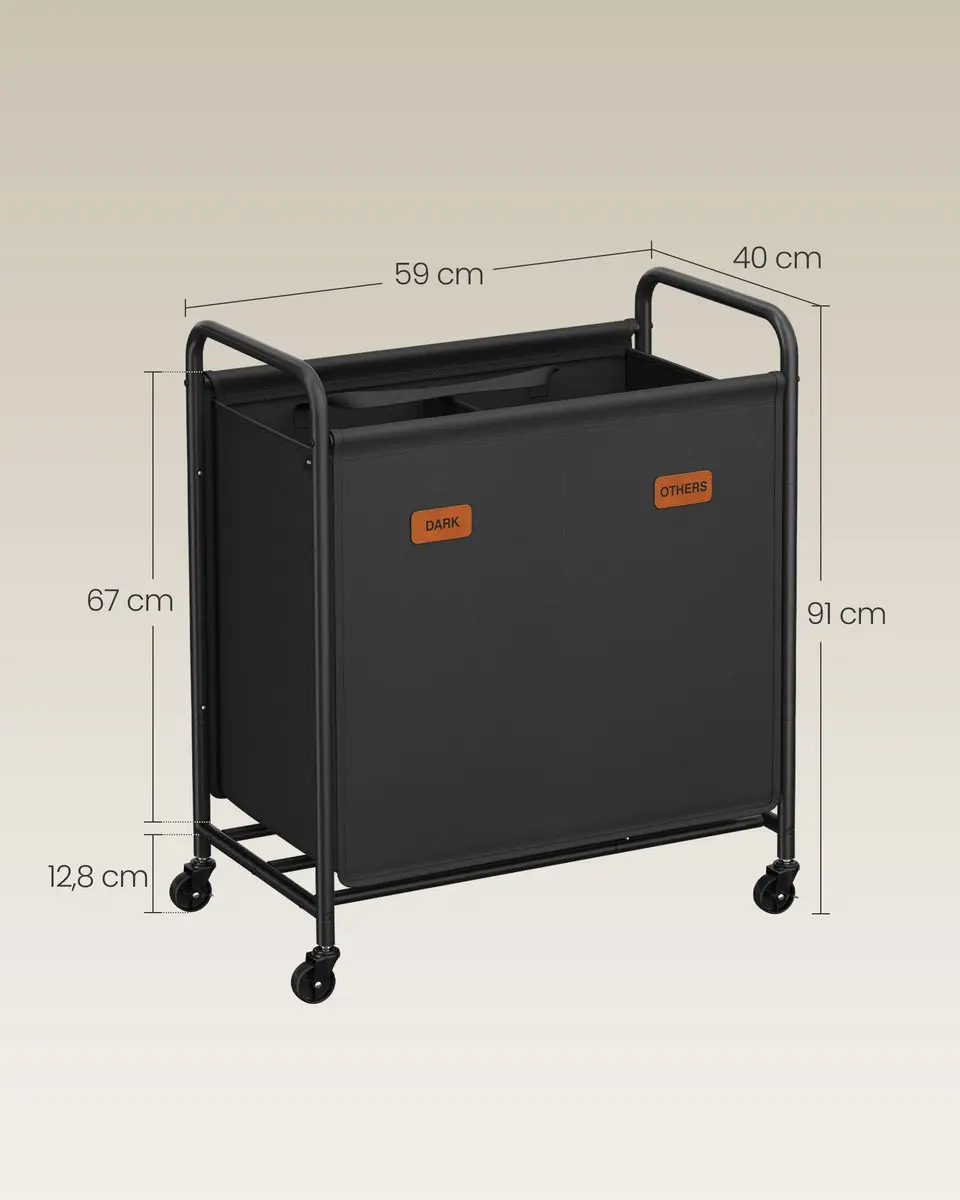 Songmics Wasmand RLS210B01 140L - 2 Vakken op Wielen