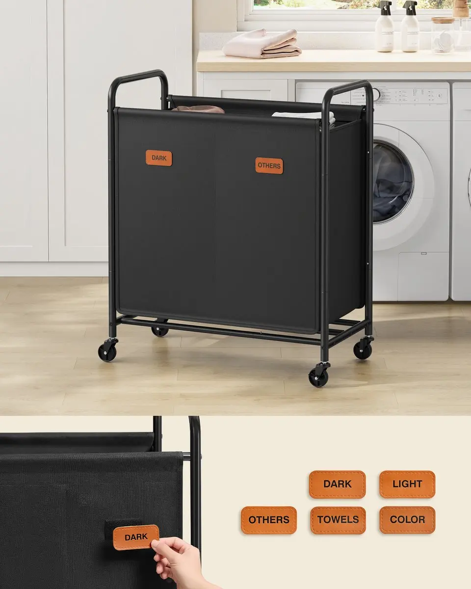 Songmics Wasmand RLS210B01 140L - 2 Vakken op Wielen