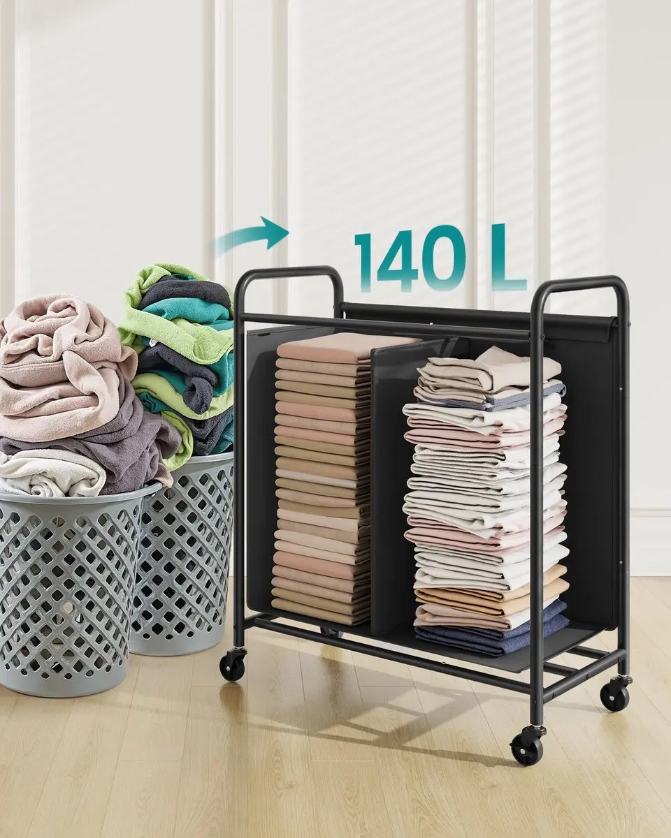 Songmics Wasmand RLS210B01 140L - 2 Vakken op Wielen