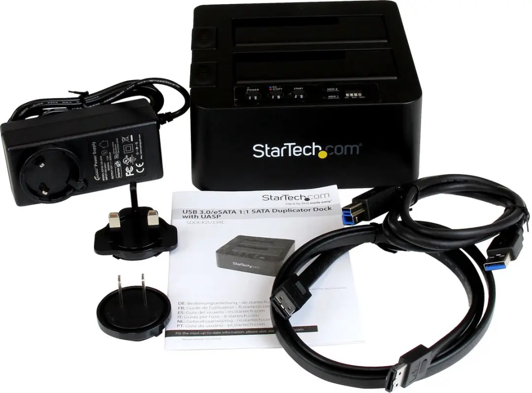 Startech SDOCK2U33RE eSATA/USB 3.0 Harde-schijfduplicatordock - Zwart