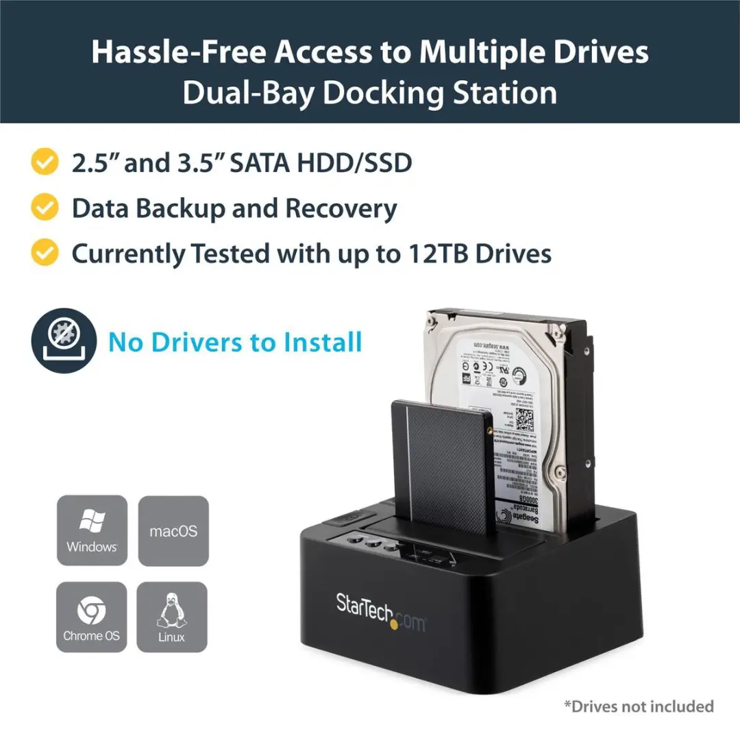 Startech SDOCK2U33RE eSATA/USB 3.0 Harde-schijfduplicatordock - Zwart - afbeelding 6 van 6