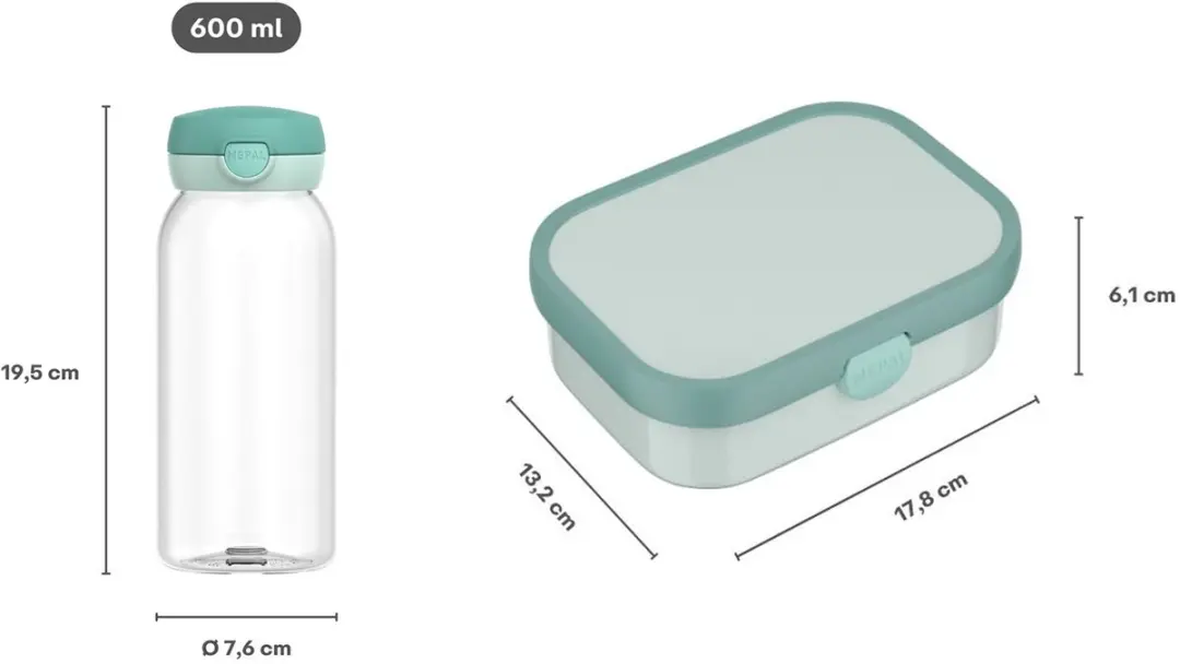 Mepal Campus Lunchset 2-delig - 600ml + 750ml Cool Blue