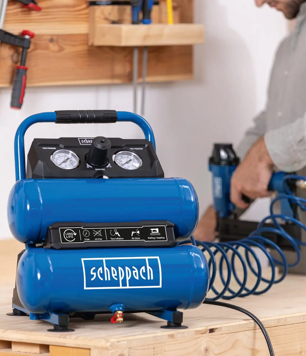 Scheppach Compressor HC10-Twin 7,5L - Blauw