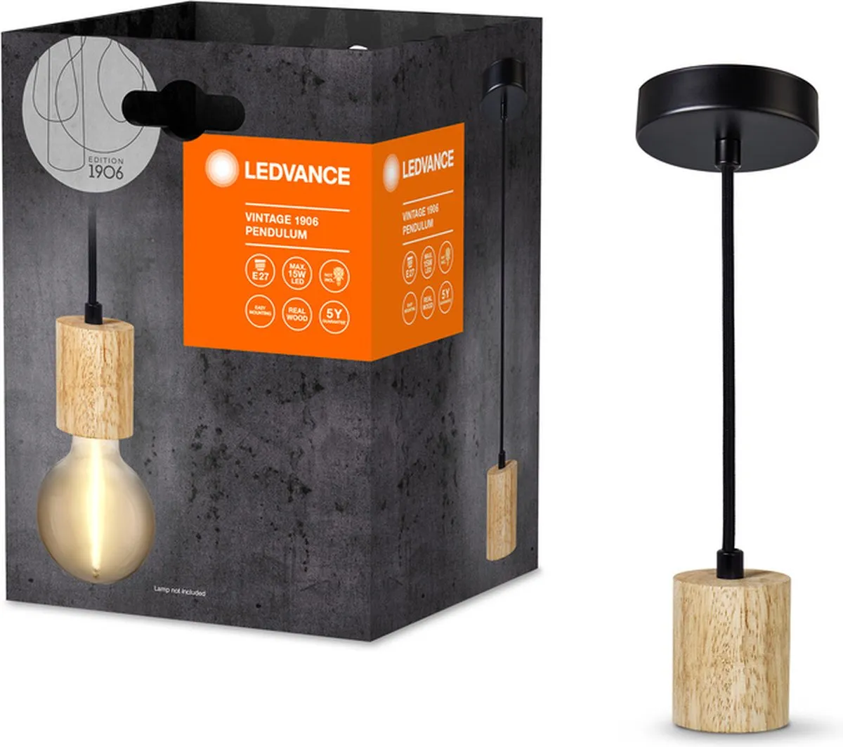 LEDVANCE Vintage 1906 Hanglamp Cylinder E27 - Hout