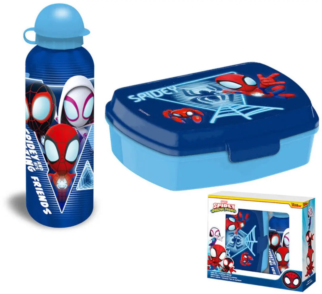 Spider-Man Blauwe Broodtrommel & Fles Set
