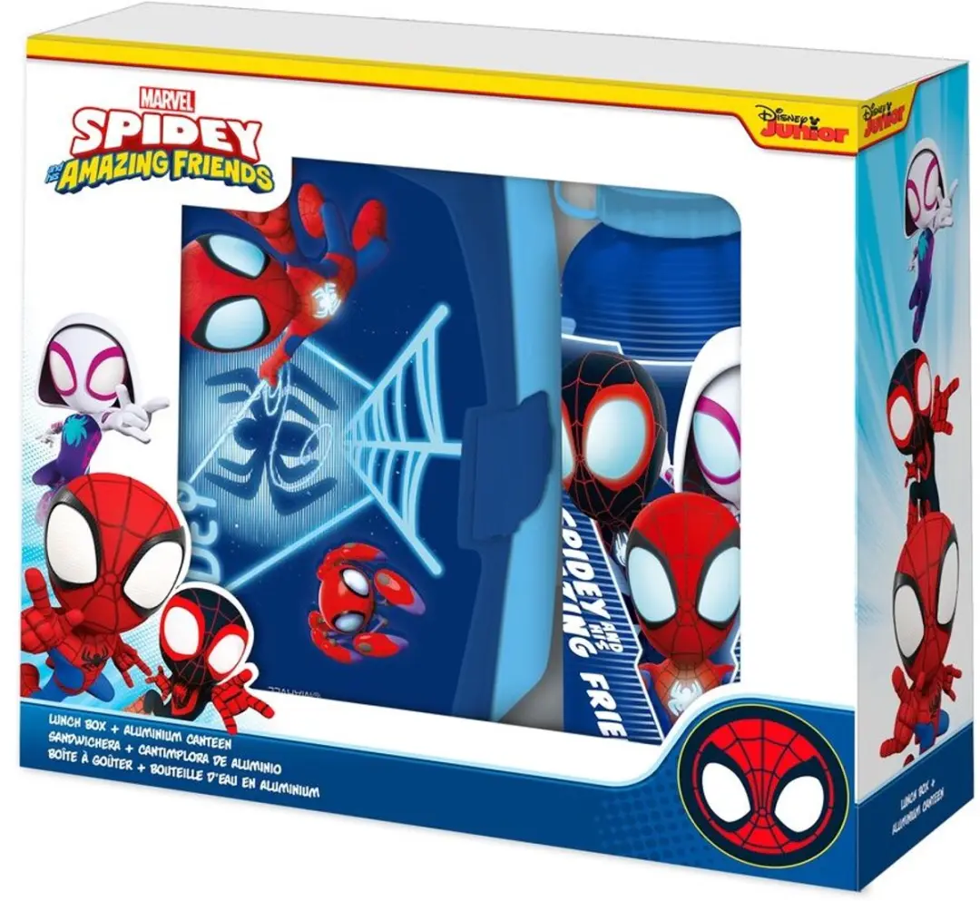 Spider-Man Blauwe Broodtrommel & Fles Set - 0,5L