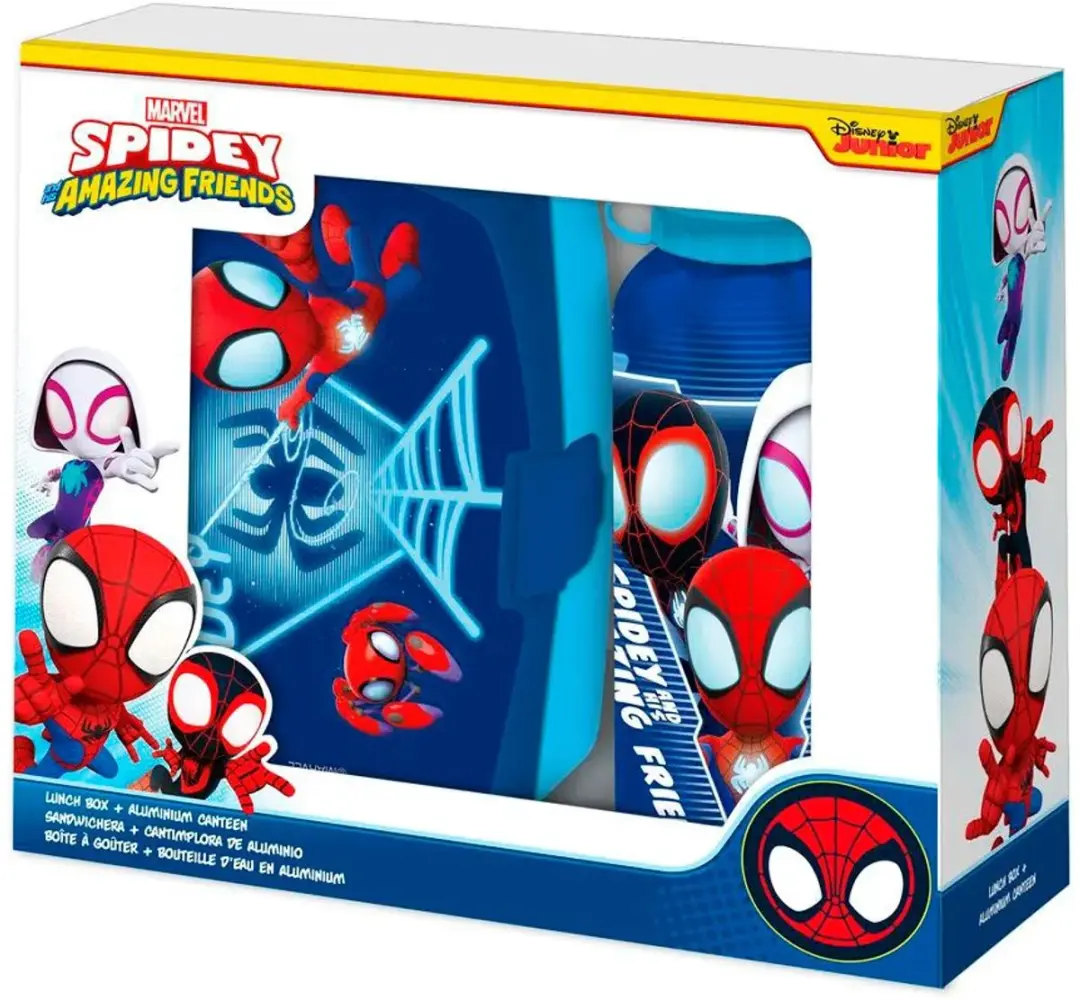 Spider-Man Blauwe Broodtrommel & Fles Set - 0,5L
