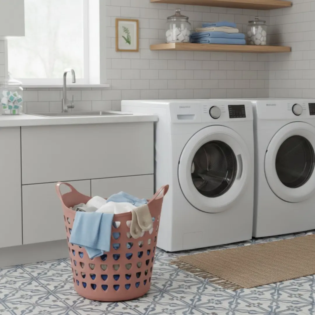 Excellent Houseware Flexibele Wasmand Oudroze 26L - 40x41cm