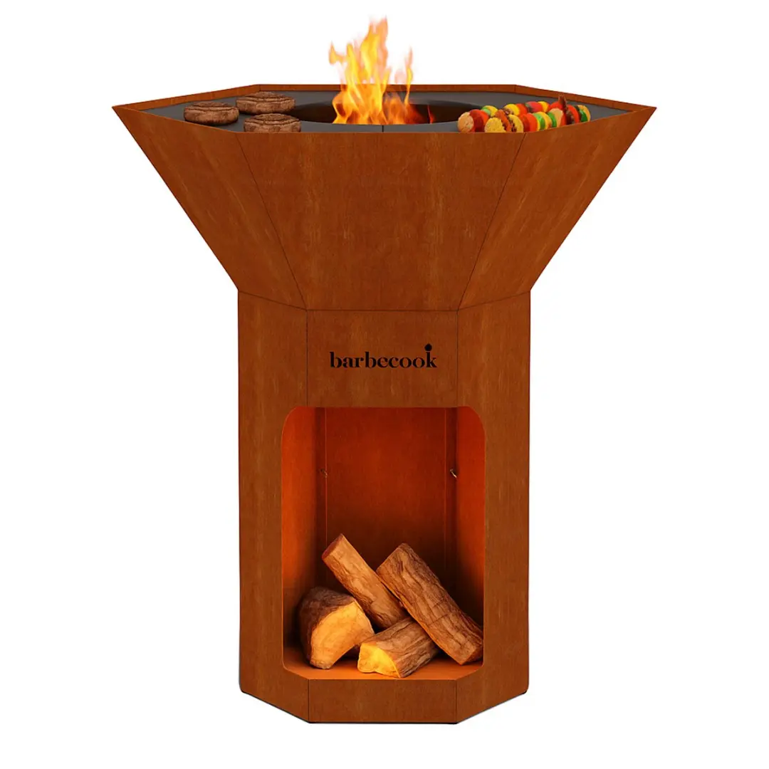 Barbecook Nestor Original Houtbarbecue Cortenstaal 92x92x101cm