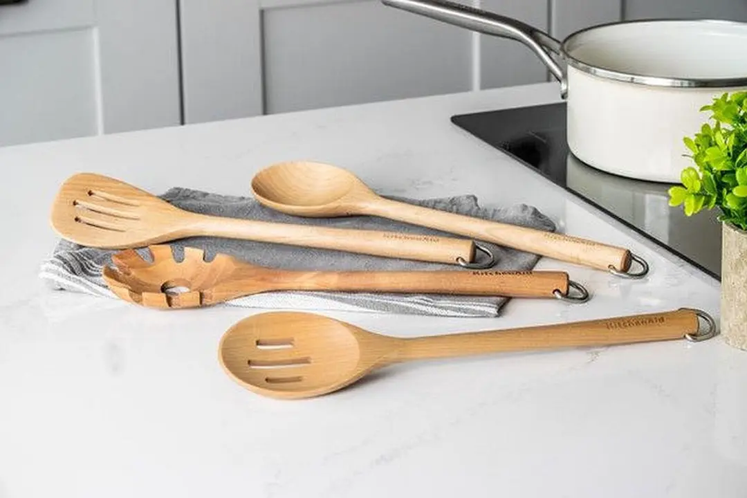 KitchenAid Kooklepels Set 4-delig - Berkenhout - afbeelding 2 van 3