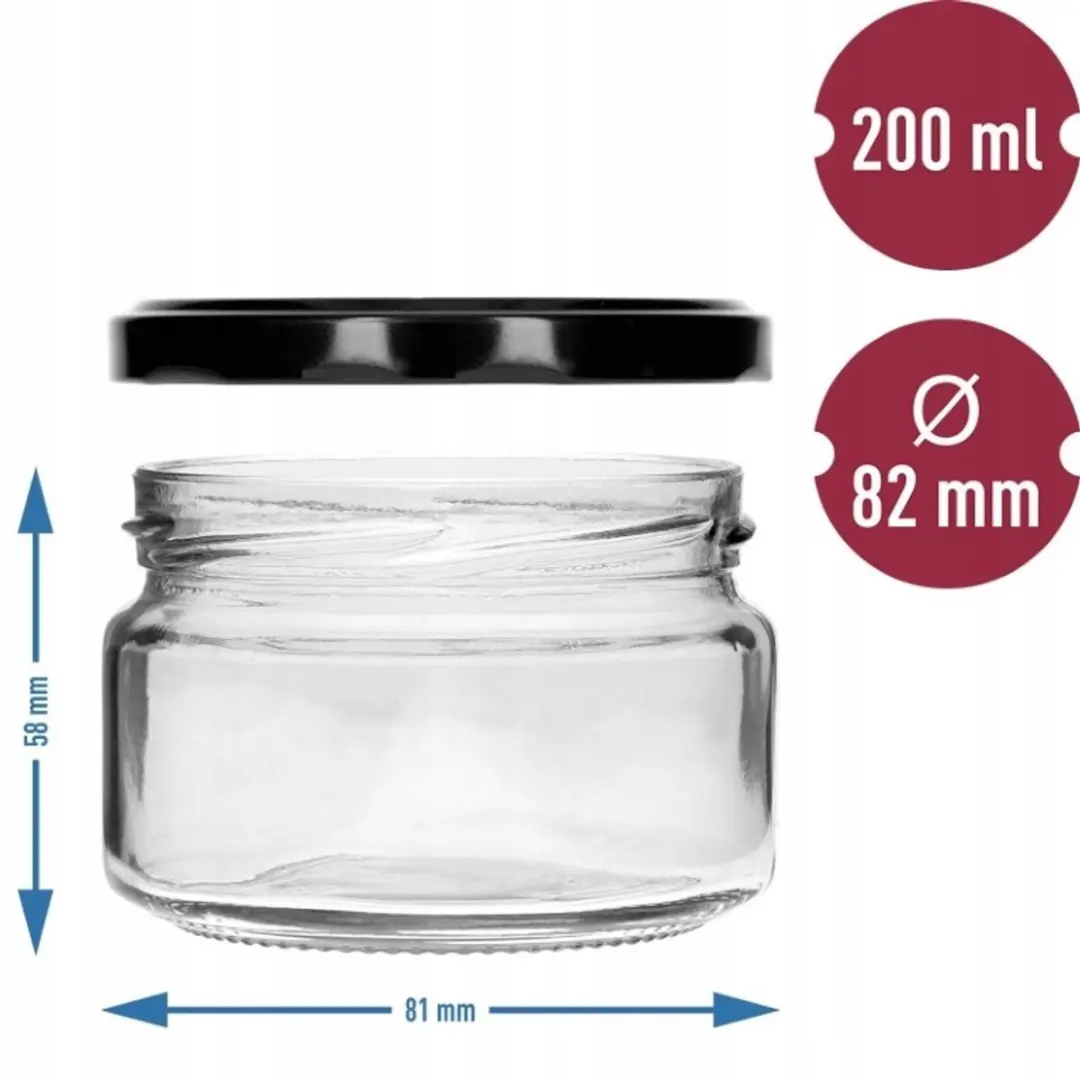 Browin Weckpotten 200ml - Set van 6 - Transparant/Zwart