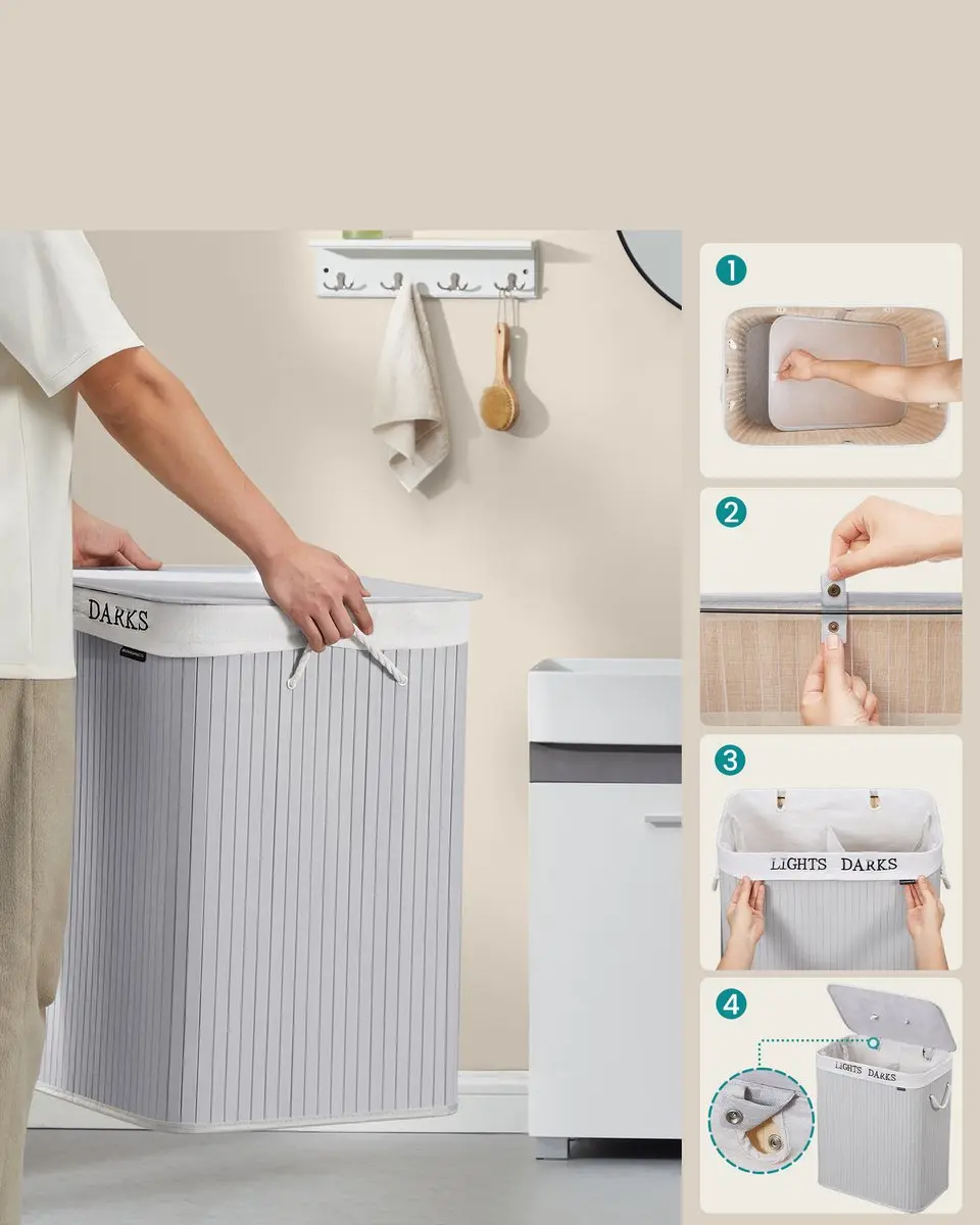 Songmics Bamboe Wasmand 100L - Opvouwbaar - afbeelding 6 van 6