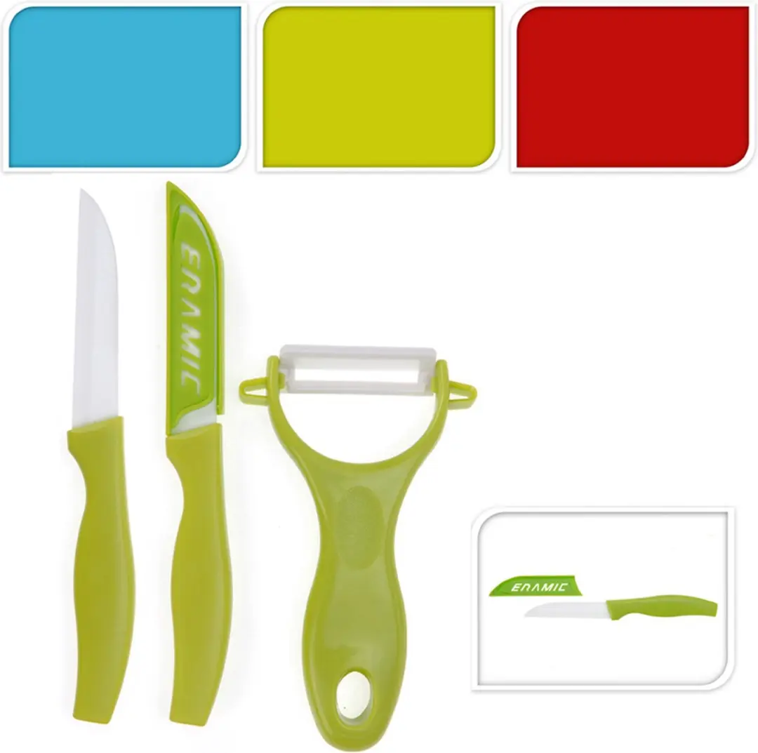 Excellent Houseware Keramische Schilmessen DS54334-ROOD - 2 Stuks - Rood