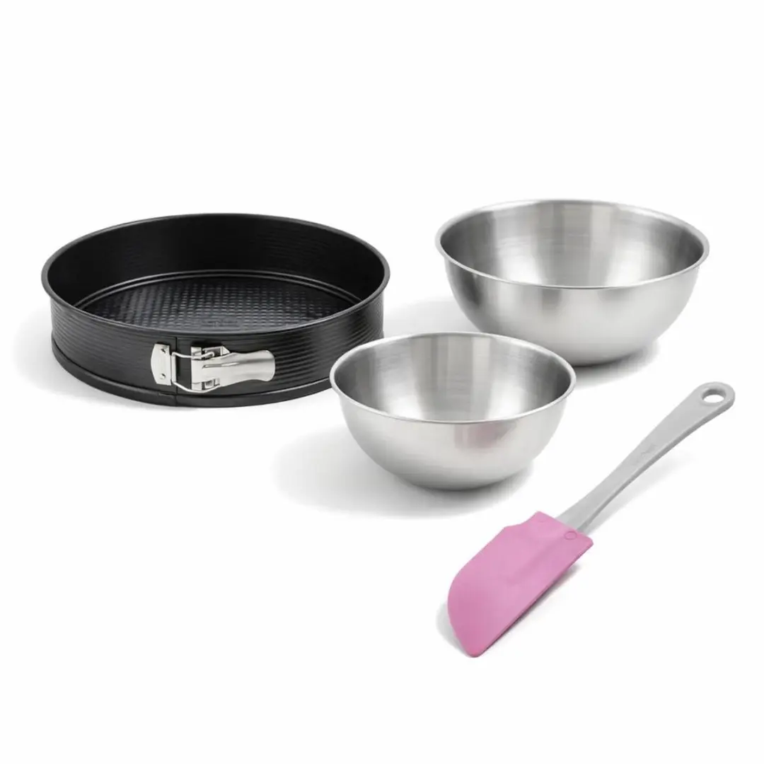 Zenker Bakset 30cm - Taartvorm, spatel & 2 mengkommen RVS