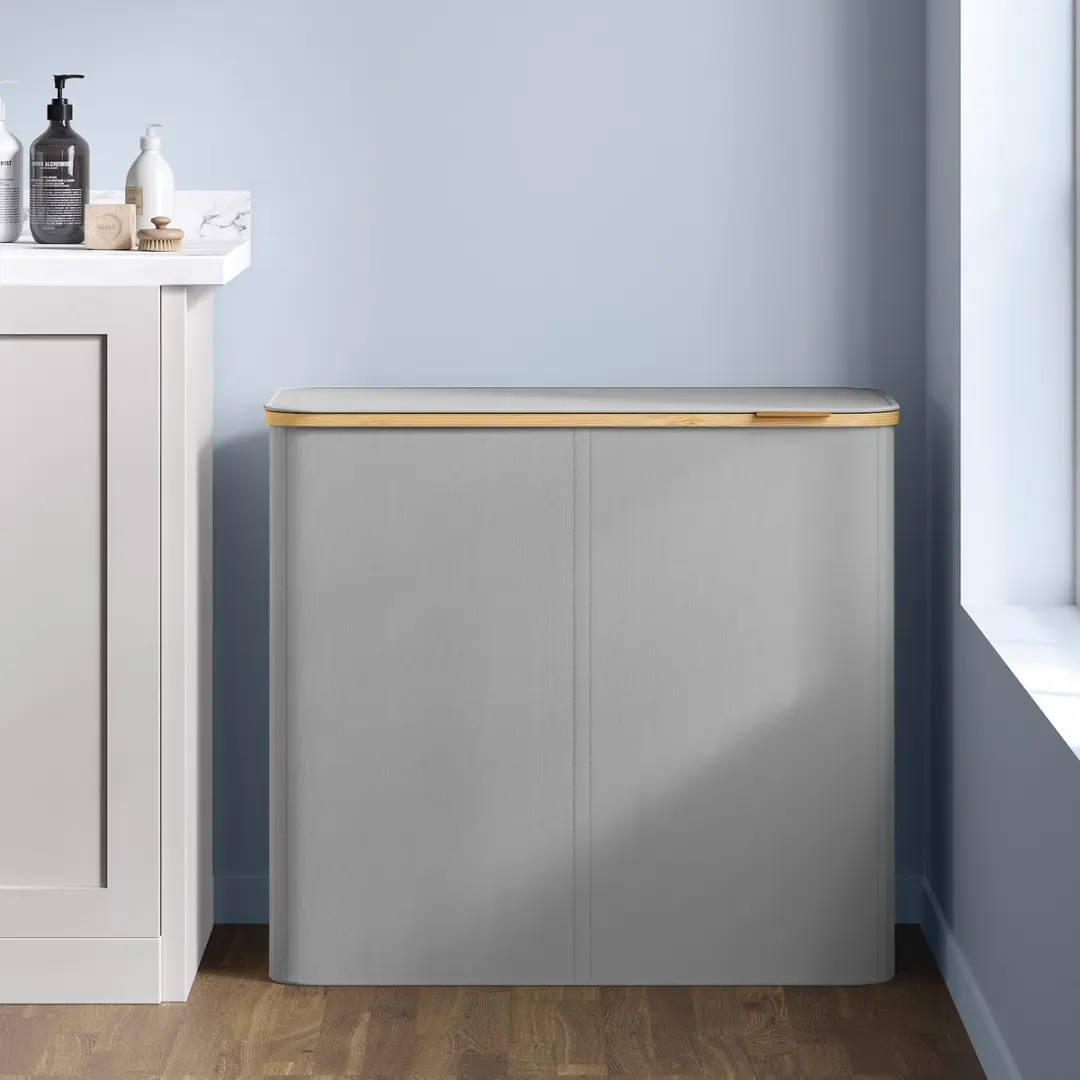 Songmics Wasmand LCB514GD01 - 200L 4 Vakken - Opvouwbaar met Deksel