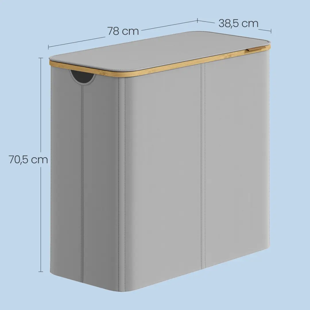 Songmics Wasmand LCB514GD01 - 200L 4 Vakken - Opvouwbaar met Deksel