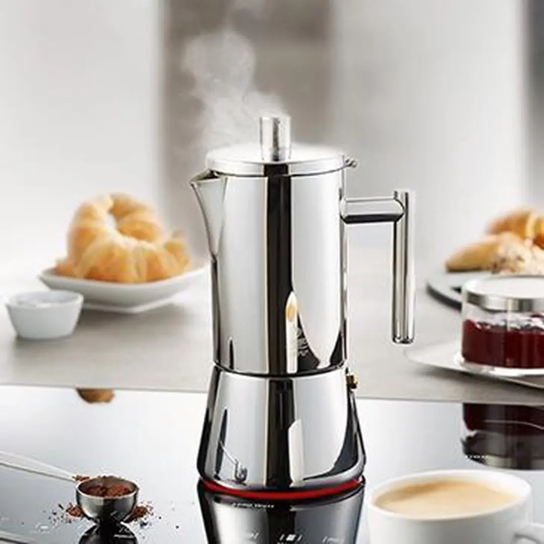 GEFU Nando Espressomaker 4 Koppen - Inductie - Zilver