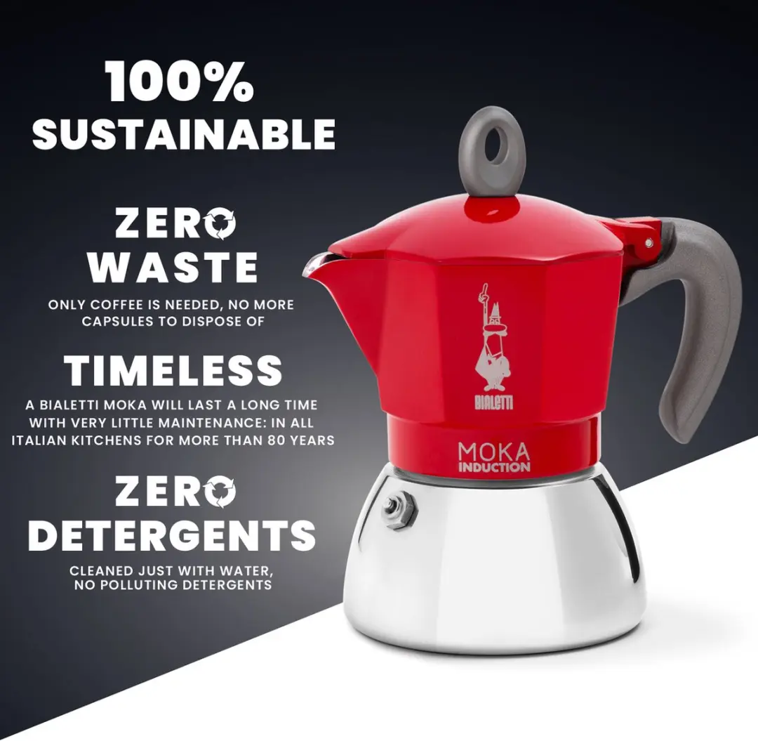 Bialetti Moka Induction 4 Koppen - 0006944 - Rood