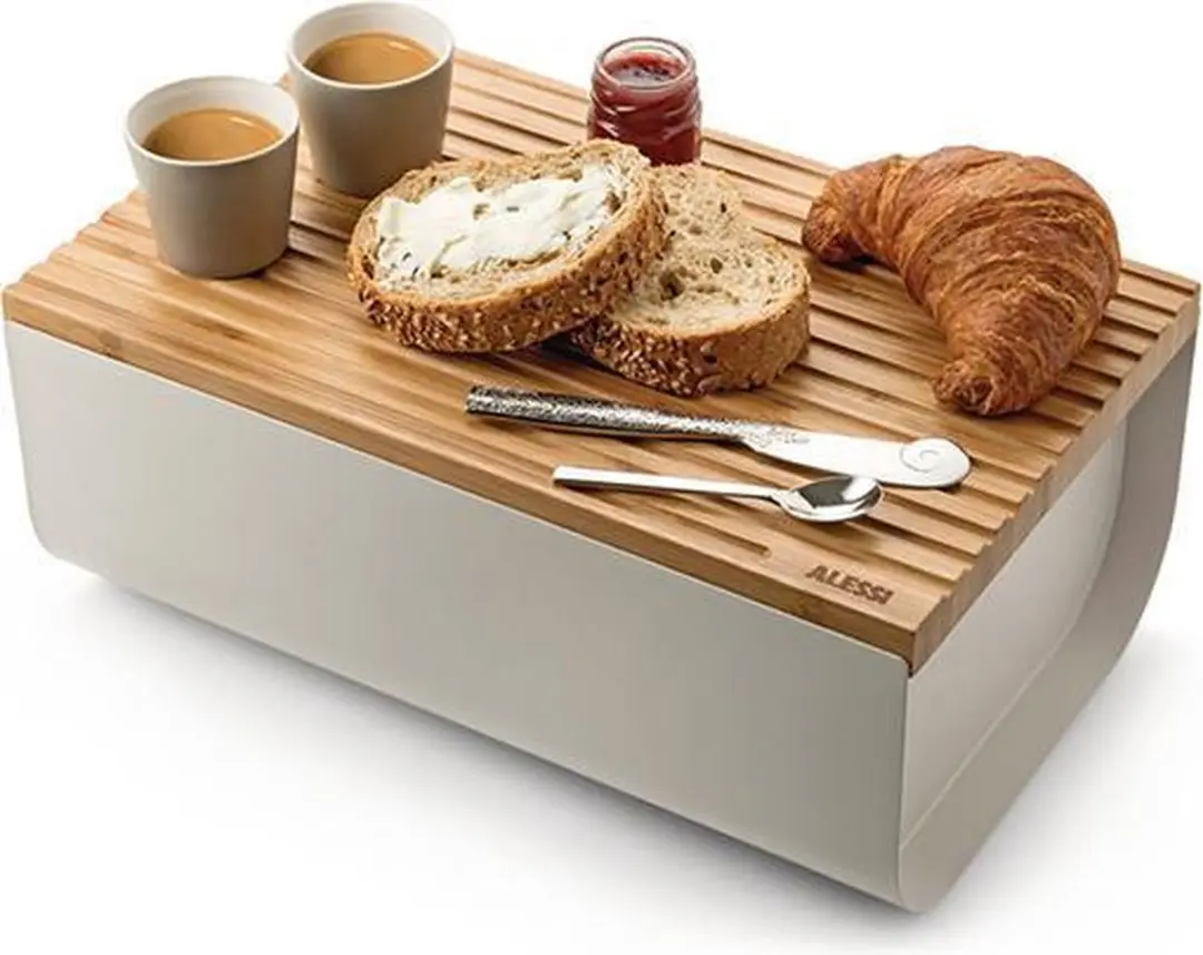 Alessi Mattina Broodtrommel met snijplank BG03 WG - Grijs