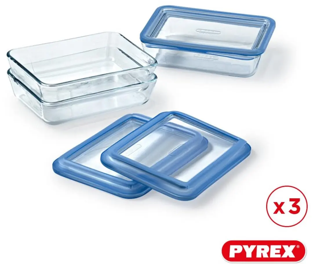 PYREX Pure Glass Collection Voedselcontainer 0,8L - Set van 3