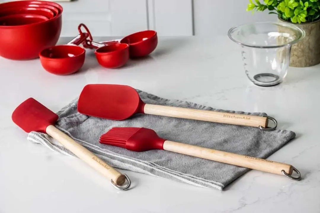 KitchenAid Bakset 3-delig - Siliconen - Rood